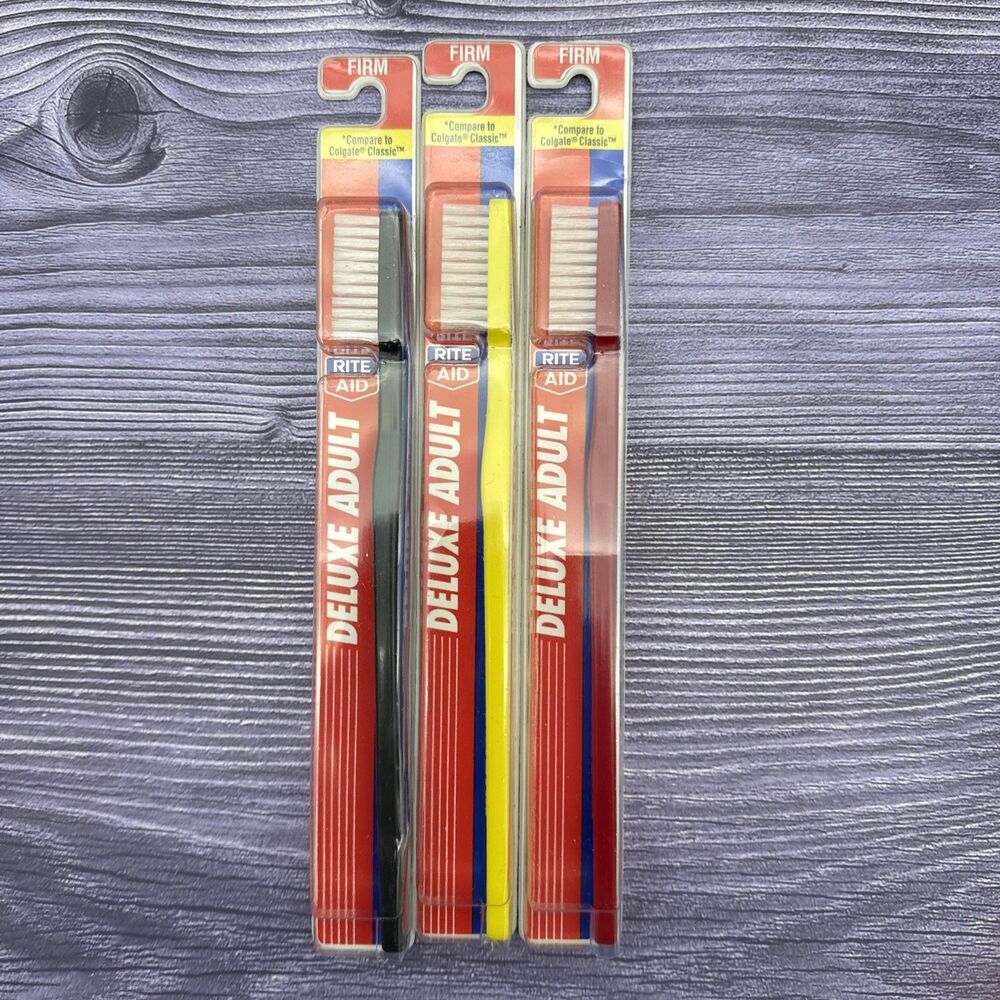 3 LOT Vintage Rite Aid Toothbrush NOS Deluxe Adult Colgate FIRM Oral B 40/60